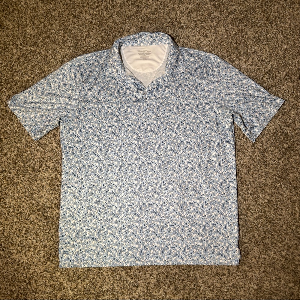 Men's Straight Down Blue Floral Golf Polo XXL